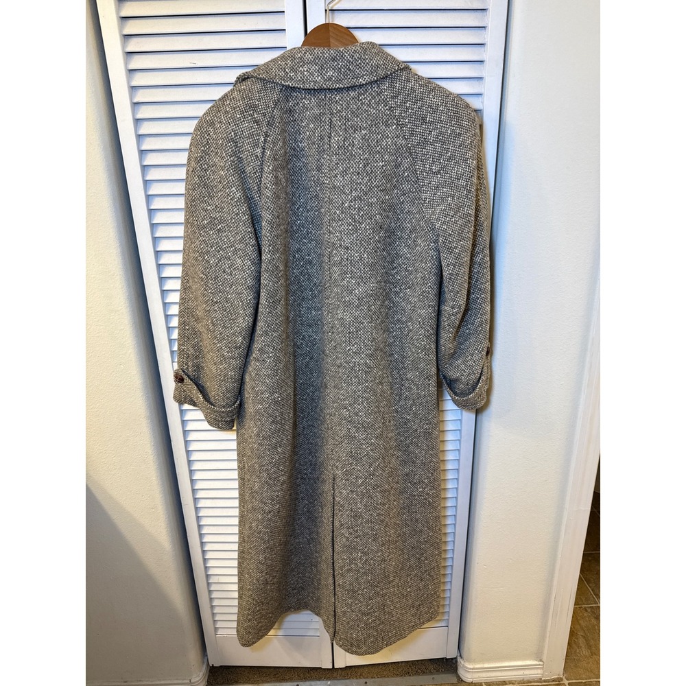 Ferncroft Vintage 100% Wool Tweed Long Overcoat Grey Salt Pepper Made in USA 10 - Picture 9 of 9